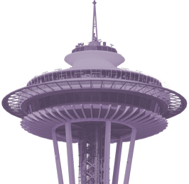 Colorized Space Needle, Seattle WA